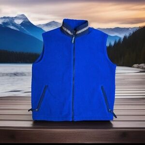 VINTAGE Jagged Edge Mountain Gear LARGE Fleece Vest Full Zip Made In